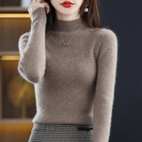 Wool Blended 2026 Autumn And Winter New Women's First-Line Ready-Up Seamless Half-High-Neck Short-Dressed Knitted Bottom Shirt