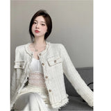 Small Fragrant Wind Coarse Flowers Coat Autumn And Winter 2025 New Temperament Trough Short Street Long-Sleeved Top Women's Clothing