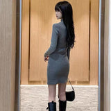 Spring Dress Women 2025 New Knitted Bottom Black With Coat Of The Inner Skirt Bag Spring Autumn