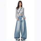 High Street Loose Scimsor Jeans Women 2025 New Three-Dimensional Cut Silhouette Trousers Broad-Legged Trousers