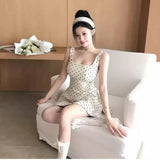 Small French Wave Dot Sling Dress Women's Summer 2026 New Temperament Beautiful A Word Fluffy Skirt