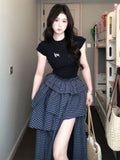 Gentle Multi-Layer Dress Design Dress Women's Summer Han Dai New Commuting Skirt Apricot Cake Long Skirt