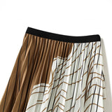 100 Folded Skirt Women's Long Design Feeling Black And White Bumpy Irregular Stripe Thin Retro Long Dress 2125