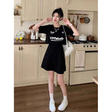 Large-Size Fatmm2025 Summer Women's Skirt Small Sleek Casual Dress High Waist Thin Black A Skirt