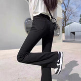 Black High-Waisted Micro-Horn Jeans Women's Autumn 2025 Thin New Burst Spring And Autumn Women's Horseshoe Pants