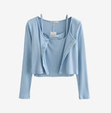 Thin Knitted Cardigan / Sling Vest Two Sets Of Good Version Of The Slime Suit Sunscreen Top Tide