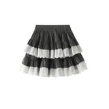 Silket Ballet Lace Cake Skirt Half Skirt Girl Autumn Punge Skirt Lateral Lace Skirt D998