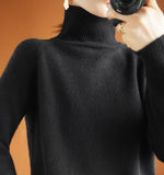 Wool Blended 206 Autumn And Winter New Short Lady Korean Version Of High-Necked Loose Solid Color Knitted Bottom Sweater