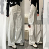 White Curved Wide-Legged Jeans Women's 2025 Summer New High-Rise Thin Casual Scyter Straight Pants
