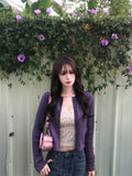 Pure Lust Temperament Thin Knitted Cardigan Girl Autumn Slim Coat Top Babes Broken Flowers Hanging Two Sets