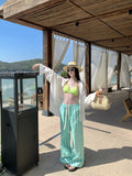 Thai Island Holiday Blue Bikini White Sunscreen Shirt Loose Lazy Wind Seaside Wear Three Sets