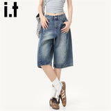 Vintage Blue Denim Shorts Women 2025 Summer Trend With New Thin Scissors Five-Point Trousers