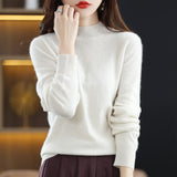 Wool Blending 2026 Autumn And Winter New Women's Half-High Collar Simple And Short-Term Warm Knitted Bottom Sweater