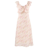 Slim Floral Design-Sensitive Dress 2026 Summer New French Temperament Long Square Pink Dress