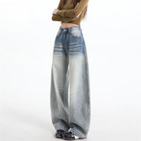 Light Blue High-Waisted Broad-Legged Jeans Women's Spring And Summer 2026 New Design Sense Loose Thin Scimiter Drag Trousers