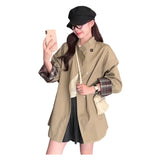 2026 Autumn New Lattice Small Wind Coat Female Loose Thin British Wind Coat