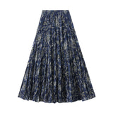 Broken Cake Half-Dress Woman's New Summer Splicing Flowing Wrinkles Big Swing A Word High Waist Long Dress 9908