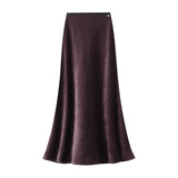 Fish Tail Half Dress Women 2025 Autumn New Design Sense Metal Buckle High-Waist Temperament Medium Long A Skirt 9989