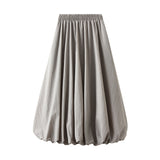 Spring 2025 New High-Rise Thin Flower Thigh Lantern Skirt Mid-Length Skirt Women 0503