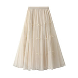 Dress Gentle Fairy Design Feeling Bow Net Autumn Winter Display Thin Waist Half Body Skirt 0883