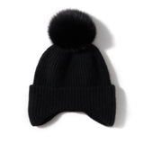 Cashmere 2026 Autumn And Winter New Women's High-End Solid Color Knitting Outdoor Warm Fashion Hairball Leisure Hat