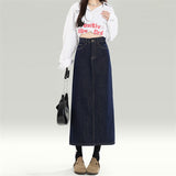 Denning Blue High-Waisted Cowboy Dress Women 2025 Trend With New Autumn Long Thin Ass Skirt