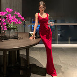 French Retro High-End Red Sexy Bow Bow With Big Backs Hanging Dress Pure Desire To Waist Dress Dress