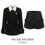 Two Suit Jacket Autumn And Winter Small Waist College Suit High Black Coat Suit Suit Woman