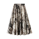 Shanshui Painting Half Skirt Women's Spring New Print Chiffon Dress Skirt High Waist Umbrella Skirt 6612