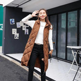 Long-Style Women's Cotton Vest Women's Autumn And Winter Long Korean Version Of The Hooded Down Cotton Vest Large Size Thick Shoulder Coat Winter