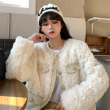 Small Fragrant Hair Coat Winter 2026 New Thick To Warm Splicing Design Temperament Cotton Clothes Cotton Clothing Tide