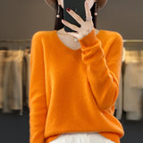 First-Line Ready-Sheed Seamless 100% Pure Wool 2026 Autumn And Winter New Short V-Neck Knitted Bottom Sweater