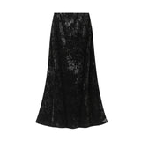 Diamond Velvet Dress Women Autumn And Winter New Korean Version Of High-Waist A Skirt In The Long-Term Slim Stumbling Skirt 0517
