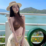 Great Northwest Desert Tourism Wearing A Word Half Dress Dress Dress Hanging Neck Top Hot Girl Seaside Vacation Two Sets