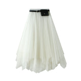 Irregular Half-Dress 2025 New Spring And Summer Long Black Big Swing Skirt Super Fairy Lace Mesh Dress 8808