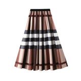 High-Level Geometric Pattern Organ Folded Skirt Woman's New High-Rise Thin And Medium-Long A-Word 100-Fold Skirt 2125