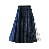Autumn New Color Temperament Elegant Map Print 100-Folded Skirt Female High-Waist Long Skirt 2125