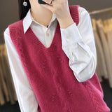 Wool Blending 2026 Autumn And Winter New Women's Clothing Jacket Short V Collar Knitted Vest Loose Stifling Sleeveless Shoulders