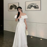 Sweet And Gentle Square Collar Lotus Leaf Dress Waist Thin Design Dress French Summer New High-End Temperament