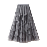 French Half-Dress Summer 2025 New Irregular Mesh Dress With Thin High Waist Fluffy Cake Skirt D2507