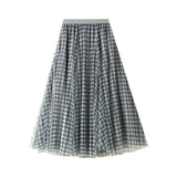 Vintage Lattice Trinkle Dress High Waist Shade Medium Long Tight Waist Spring And Summer Skirt 8806