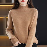Line Ready-Wear 100% Pure Wool 2026 Autumn And Winter New Women's Half-High Collar Short- Jacket Loose Knit Sweater