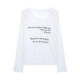 Lazy Letter Print Long-Sleeved T-Shirts For Girls Summer Relaxed Leisure Thin Thin Sunscreen Shirt