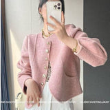 Small Fragrant Coat Woman 2025 Autumn And Winter New Round Collar Single Row Buckle Double-Sided Design Small Man Coat Woman