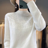 Wool Blended 2026 Autumn And Winter New Women's First-Line Ready-To-Wear Half-High-Necked Scribble Warm Knitted Bottom Sweater