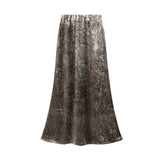 Diamond Velvet Dress Women Autumn And Winter New Korean Version Of High-Waist A Skirt In The Long-Term Slim Stumbling Skirt 0517