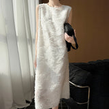 Silk Satin 2026 Summer New Women's V-Neck Long Dress In The Long Knee Heavy Industry Cut Sleeveless Dress