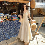 French Apricot-Colum Floral Dress Women's Summer 2026 New Explosive Small Unique Beautiful Temperament Dress