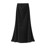 Autumn And Winter Retro Wave Dot Print Fishtail Skirt Half-Body Skirt Women Autumn New High-Rise Thin Velvet Dress 9987