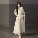 Gentle Wind White Moon Dress Fairy Super Fairy High-Sensing French Temperament Spring And Summer Pure White Long-Sleeved Skirt